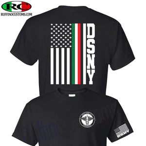 DSNY Italian / American Flag T-Shirt Sanitation,Local 831