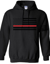 Load image into Gallery viewer, ADD YOUR TOWN - Custom Fire Department Thin Red Line American Flag hoodie