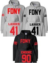 Load image into Gallery viewer, Fire Department Custom Football / Hockey  Jersey Style Hoodie
