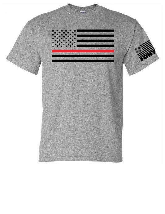 Fire Department Thin Red Line American Flag custom T-Shirt / FDNY