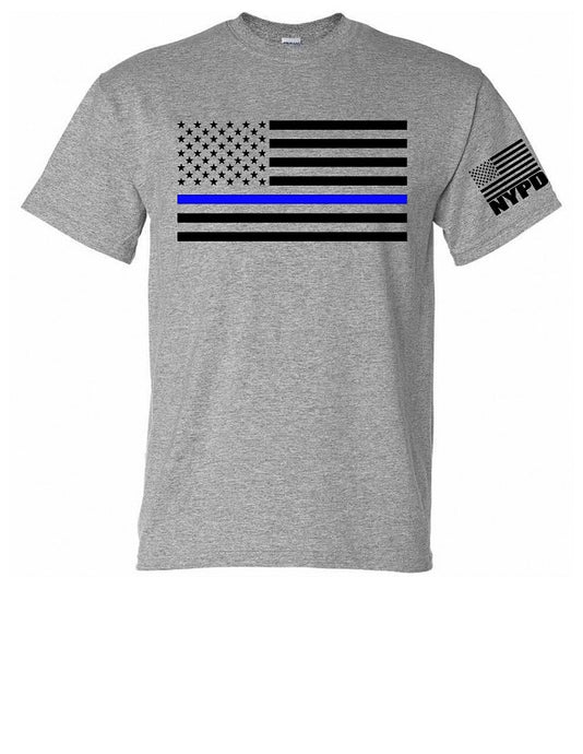 Police Department Thin Blue Line  American Flag T-Shirt / NYPD