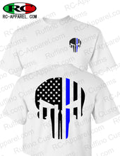 Load image into Gallery viewer, Blue Line Police skull T-Shirt