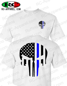 Blue Line Police skull T-Shirt