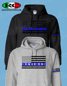 Retired police blue line flag | Police |retirement gift |custom hoodie