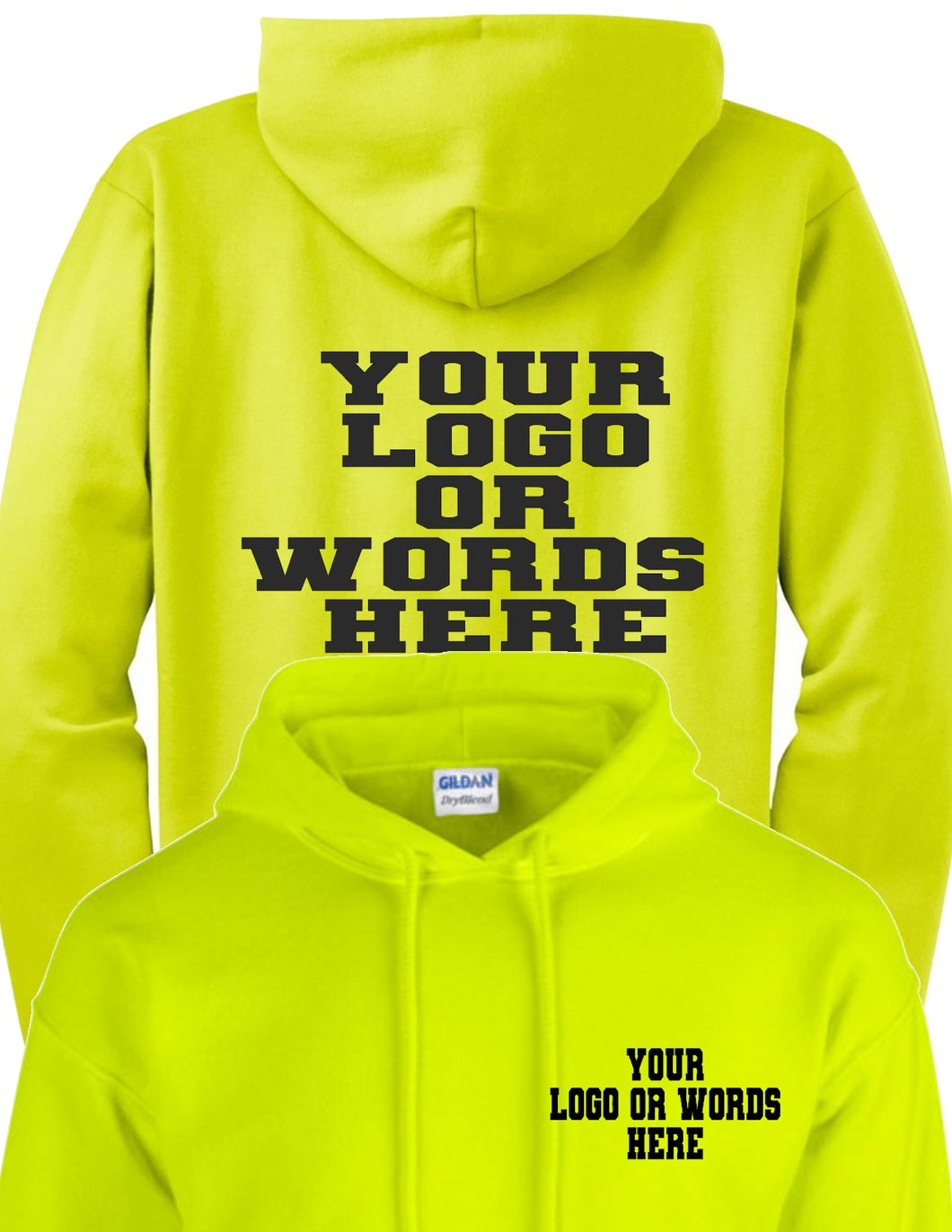 Custom High Visibility Safety Hoodie Personalized Text or Logo Company, Business, Organization, Event, Landscaping, Contractor, School