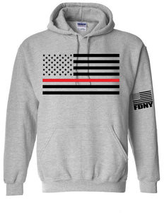 ADD YOUR TOWN - Custom Fire Department Thin Red Line American Flag hoodie